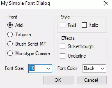 example font dialog